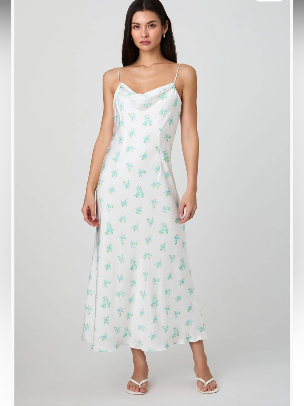 NWT $148 French Connection Anna Fleur Cowl Neck Satin Maxi Slip dress size 4